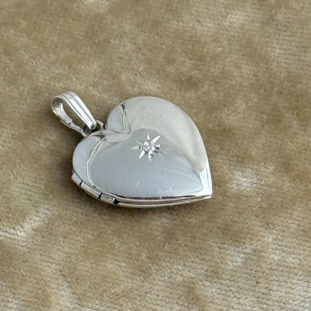Sterling Locket with Diamond and pre Engaved